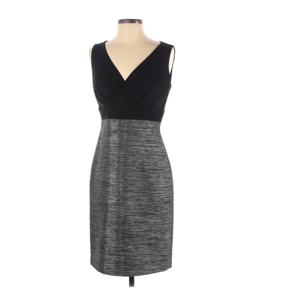 AK Anne Klein Casual Dress - Sheath: Black Color Block Dresses - Size 12